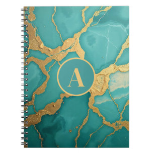 Caderno Espiral Mármaco luxo Dourado e lacrado monograma