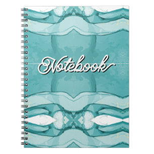 Caderno Espiral Mármore Azul Claro Padrão Moderno Elegante