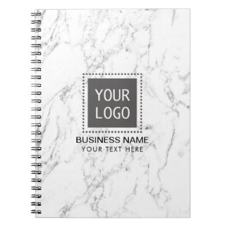 Caderno Espiral Mármore branco elegante do logotipo feito sob