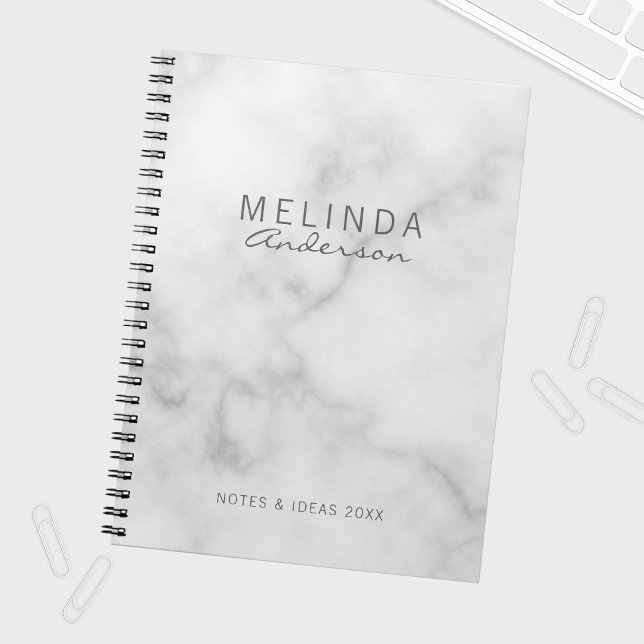 Caderno Espiral Mármore Branco Moderno Profissional (Criador carregado)