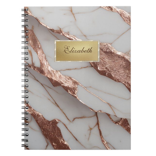 Caderno Espiral Mármore Brilhante de Cobre na Moda (Frente)
