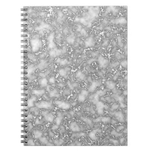 Caderno Espiral Mármore de Cinzas Brancas Elegante