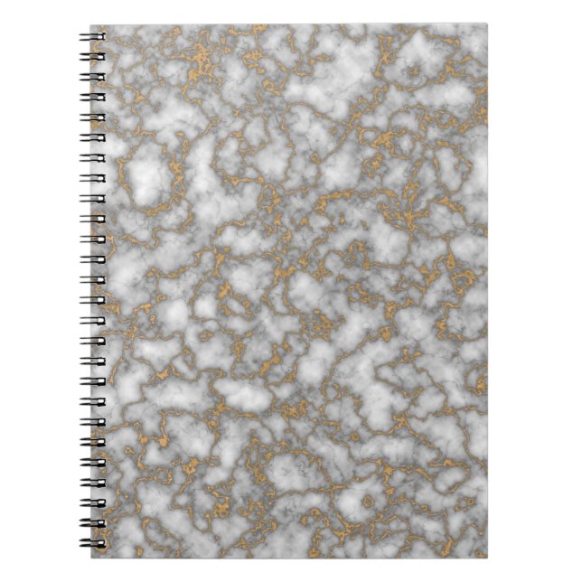Caderno Espiral Mármore Dourado branco Elegante (Frente)