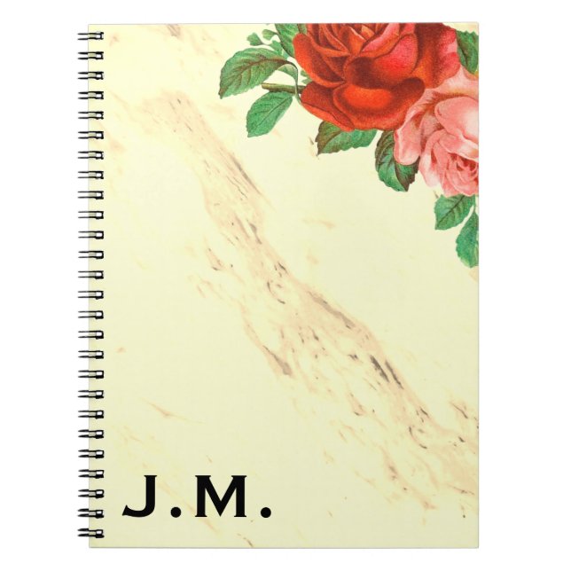 Caderno Espiral Mármore e Rosas (Frente)
