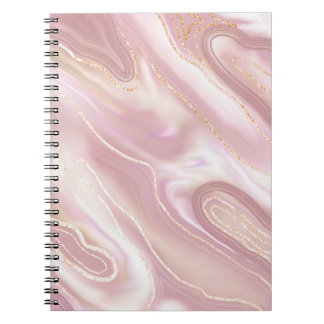 Caderno Espiral Mármore elegante: textura de ouro rosa