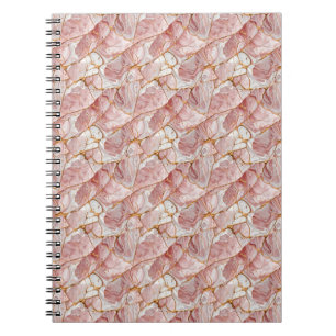 Caderno Espiral Mármore Estético Vidro Dourado Rosa Elegante