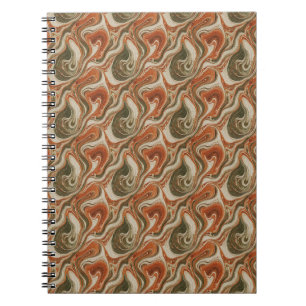 Caderno Espiral Mármore Laranja Bege Verde