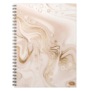 Caderno Espiral Mármore líquido bege com cinza dourado