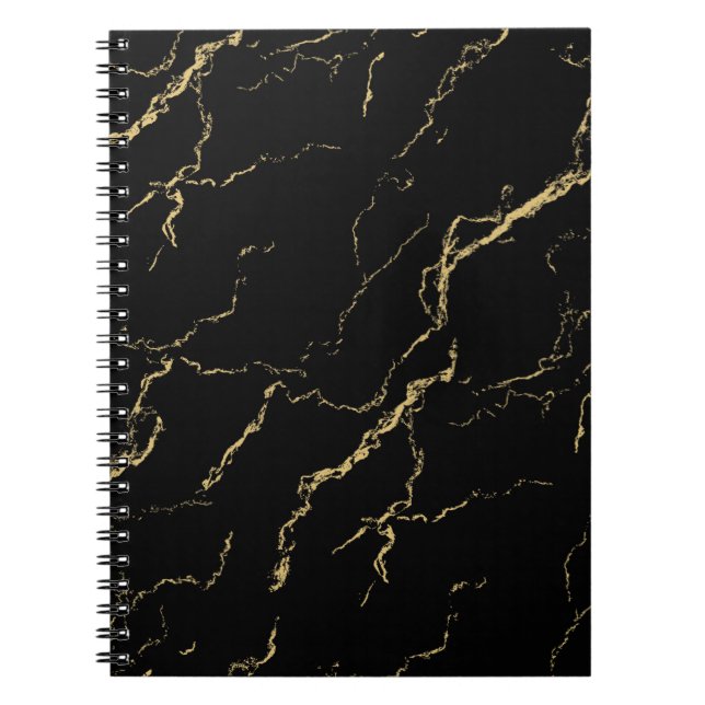 Caderno Espiral Mármore Negro e Dourado (Frente)