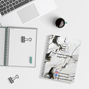 Caderno Espiral Mármore preto e branco