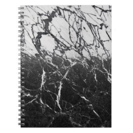 Caderno Espiral Mármore Preto e Branco Moderno Glamouroso Tendênci