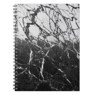 Caderno Espiral Mármore Preto e Branco Moderno Glamouroso Tendênci