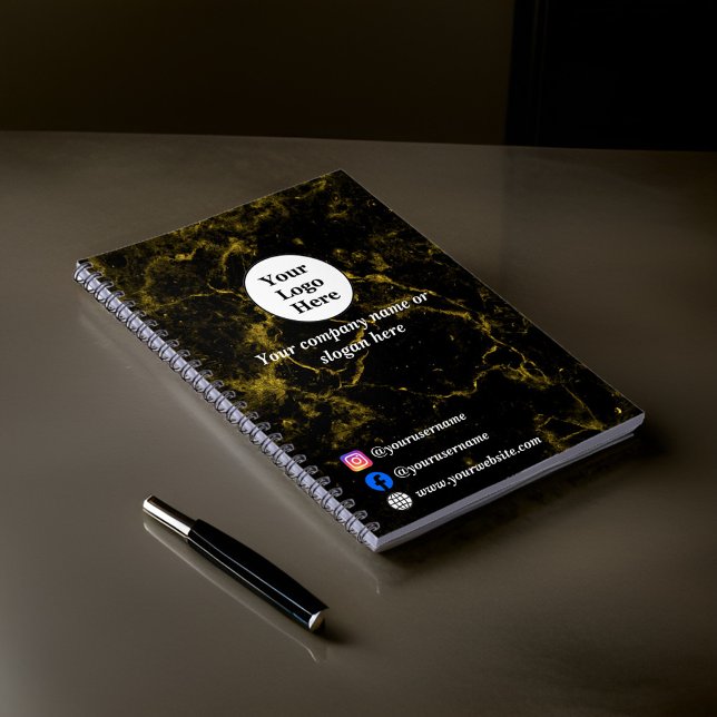 Caderno Espiral Mármore preto e dourado  (Criador carregado)
