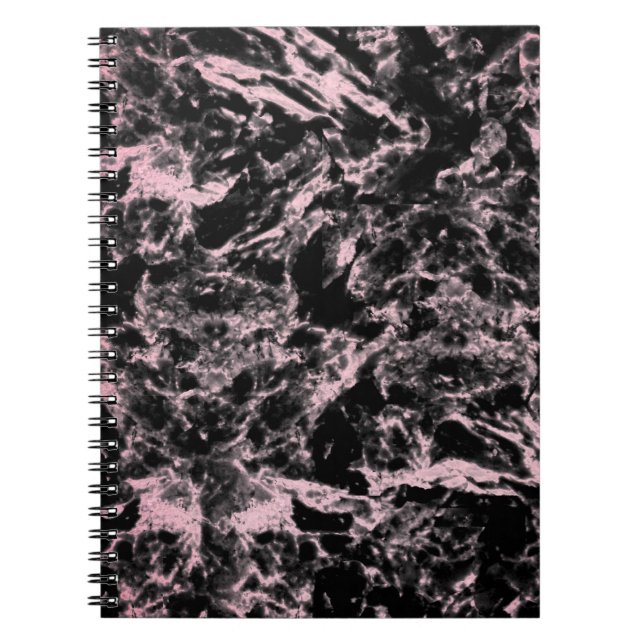 Caderno Espiral Mármore Rosa e Preto (Frente)