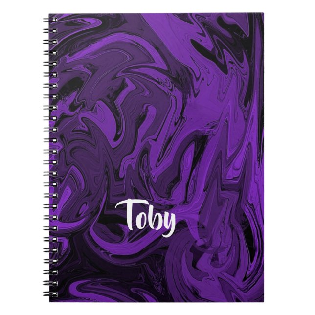 Caderno Espiral Mármore roxo e preto polido (Frente)