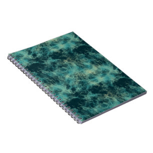 Caderno Espiral Mármore Verde-azulado Abstrato