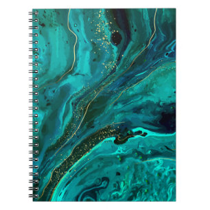 Caderno Espiral Mármore Verde & Dourado: Textura Luxuosa