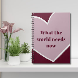 Caderno Espiral Maroon de Citação Motivacional de Coração Rosa