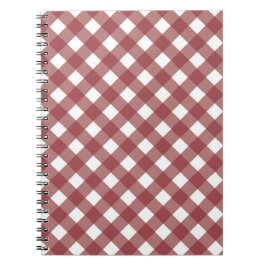 Caderno Espiral Maroon Gingham Print Notebook Journal