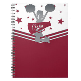 Caderno Espiral Maroon Silver Stars Cheer Liderança de Torcida