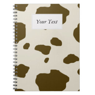 Caderno Espiral Marrom da PELE da VACA com etiqueta do texto