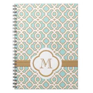 Caderno Espiral Marroquino azul e Dourado da casca de ovo