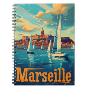 Caderno Espiral Marselha Sunshine: Velejando Bliss Mediterrâneo