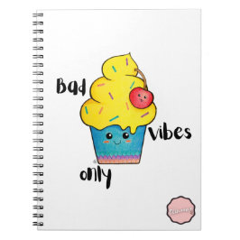 Caderno Espiral Más Vibes Apenas, Cupcake de Cartoon Kawaii
