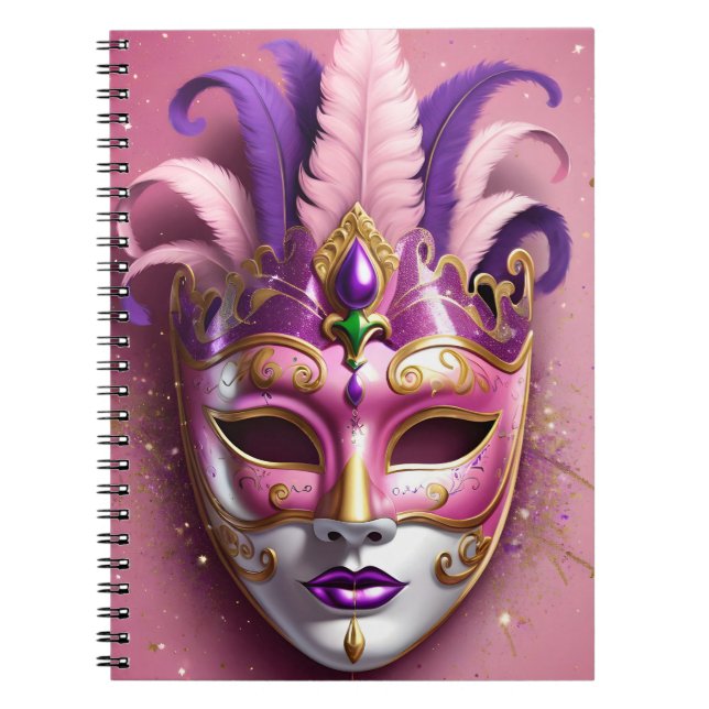 Caderno Espiral Máscara colorida de carnaval (Frente)