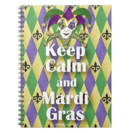 Caderno Espiral Máscara de Bobo Mantenha a Calma e Mardi Gras