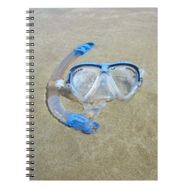 Caderno Espiral Máscara de mergulho no notebook de areia (Frente)