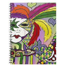 Caderno Espiral Máscara de Pena Mardi Gras Psicodélica