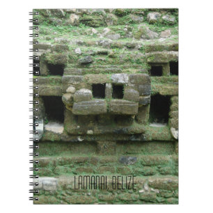 Caderno Espiral Máscara do templo Lamanai Belize de Jaguar do May