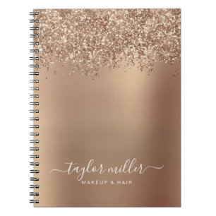 Caderno Espiral Máscara lente de ouro e rosa de na moda para elega
