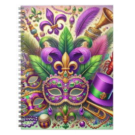 CADERNO ESPIRAL MÁSCARA MARDI GRAS BRILHANTE COLOCADA QUE AS MIÇAN