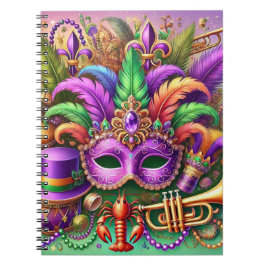 CADERNO ESPIRAL MÁSCARA MARDI GRAS BRILHANTE COLOCADA QUE AS MIÇAN