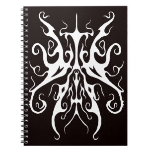 Caderno Espiral Máscara Tribal Branca Elegante Design Abstrato