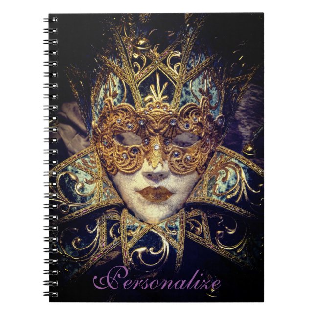 Caderno Espiral Mascarada mascara gótica vitoriana elegante (Frente)