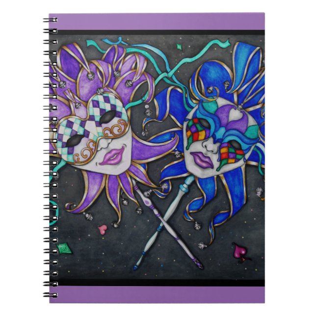 Caderno Espiral Máscaras de Jester Comédia/Tragédia (Frente)