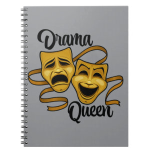 Caderno Espiral Máscaras de Teatro de Comédia e Tragédia Gold Dram
