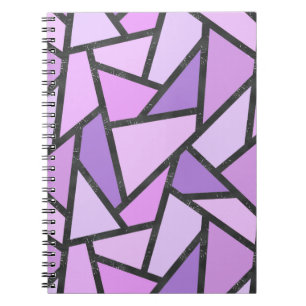Caderno Espiral Máscaras do teste padrão do vitral do lilac