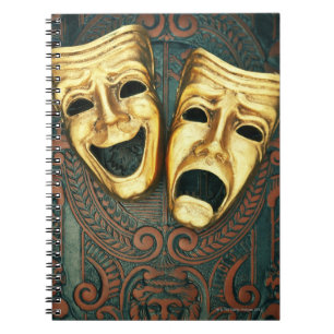 Caderno Espiral Máscaras douradas da comédia e da tragédia no