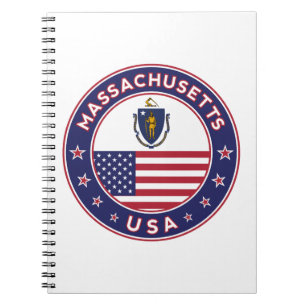 Caderno Espiral Massachusetts, adesivo de Massachusetts, capa de t