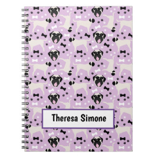 Caderno Espiral Mastiff Fawn Dog Roxo