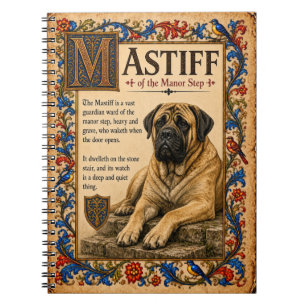 Caderno Espiral Mastim, Arte de Bestiário Medieval