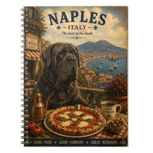 Caderno Espiral Mastim Napolitano em Arte de Viagem Vintage de Náp