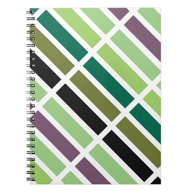 Caderno Espiral Matizes Pretos Roxos Verdes (Frente)