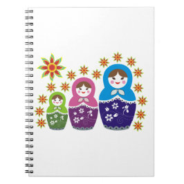 Caderno Espiral Matryoshka bonecas russas e girassóis personalizad