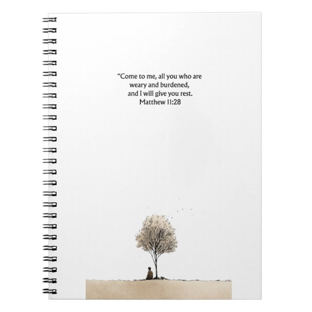 Caderno Espiral Matthew 11:28 Christian Journal Scripture Notebook (Frente)