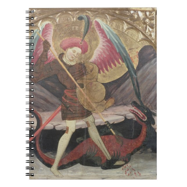 Caderno Espiral Mau vencendo de St Michael, c.1480 (tempera no pa (Frente)